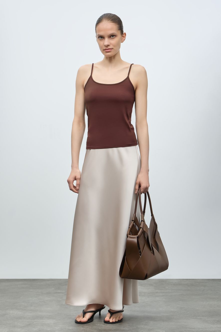 SATIN MIDI SKIRT
