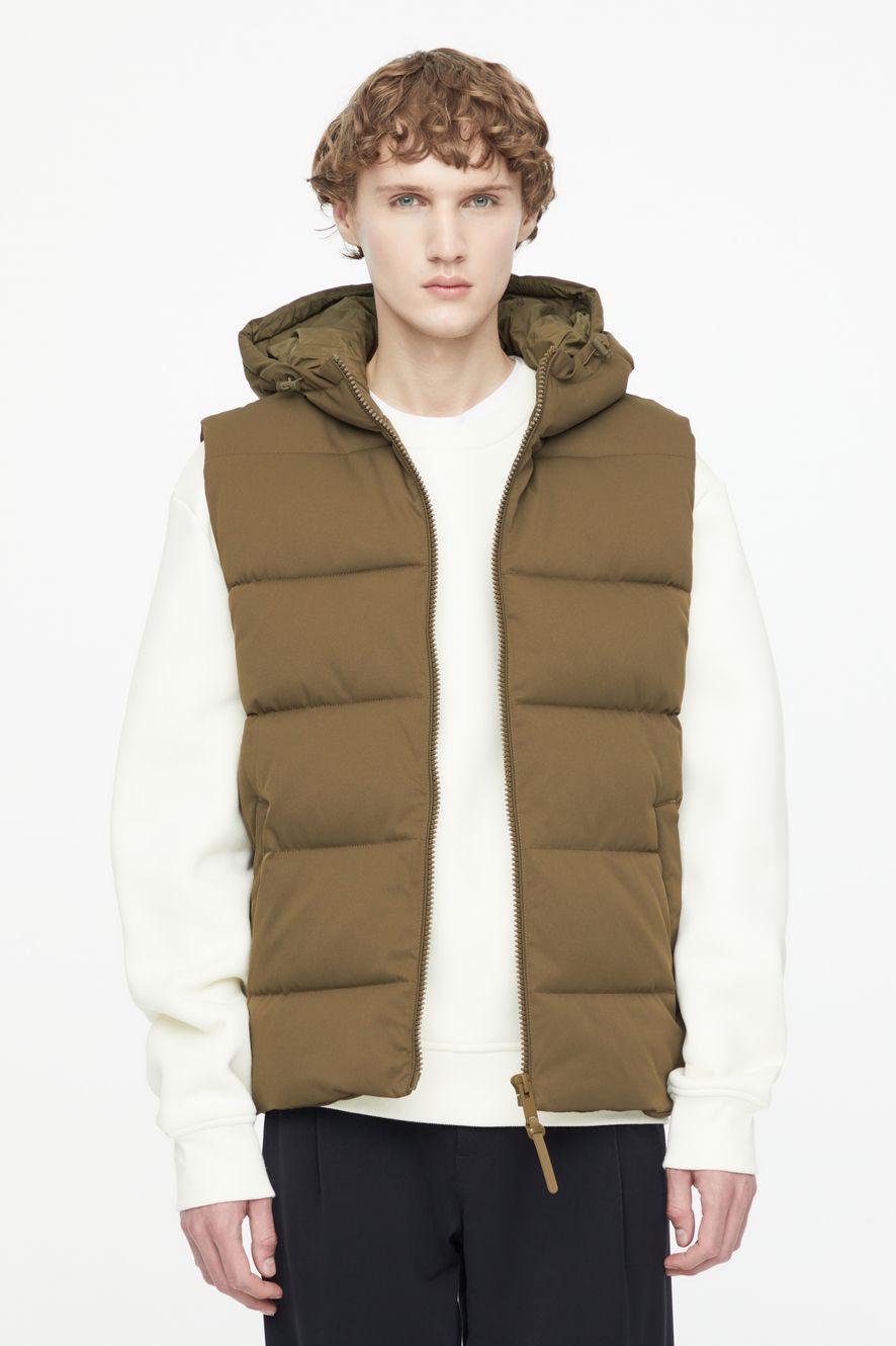COTTON EFFECT VEST WITH HOOD