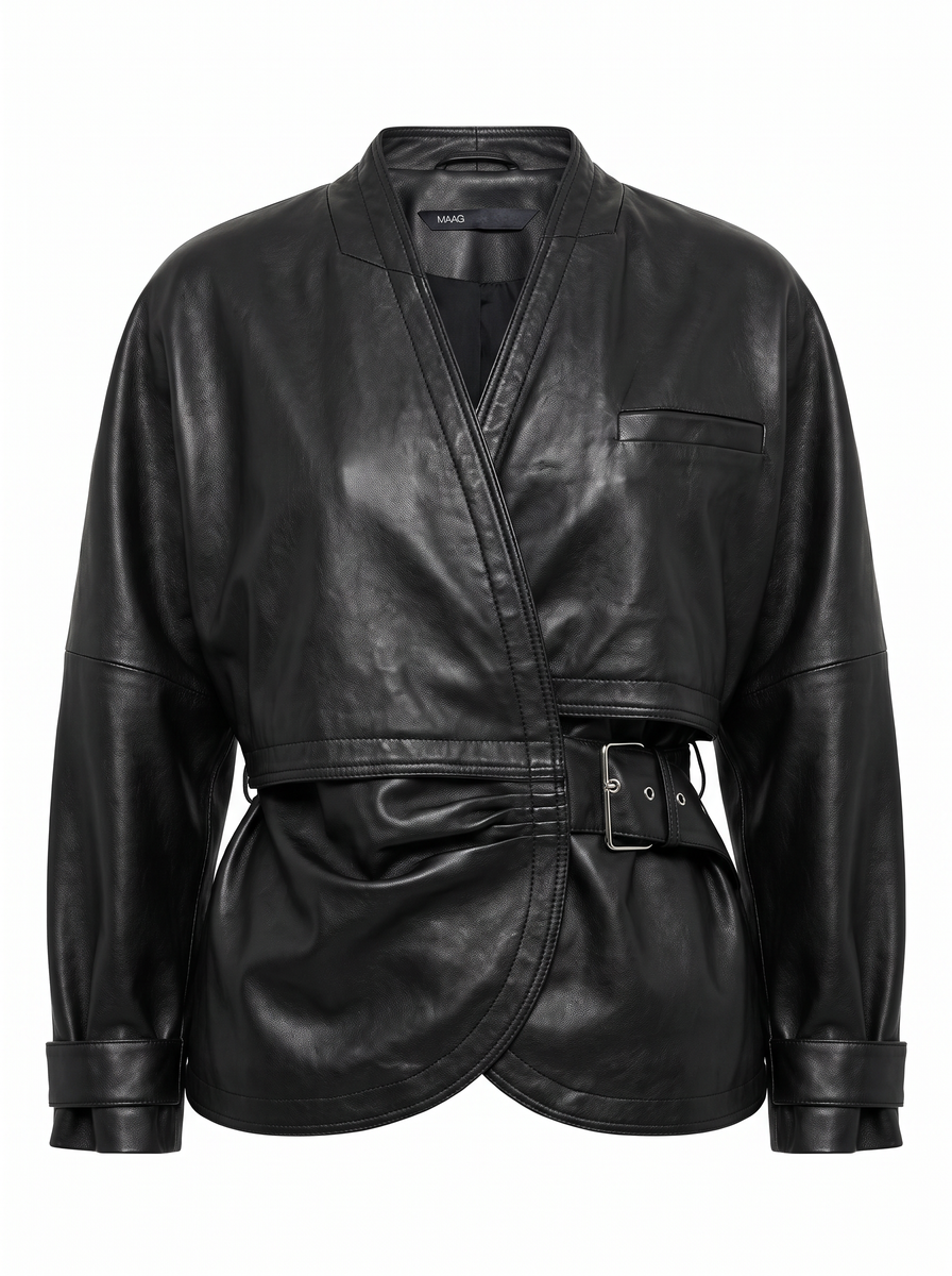 LEATHER JACKET WITH BELT