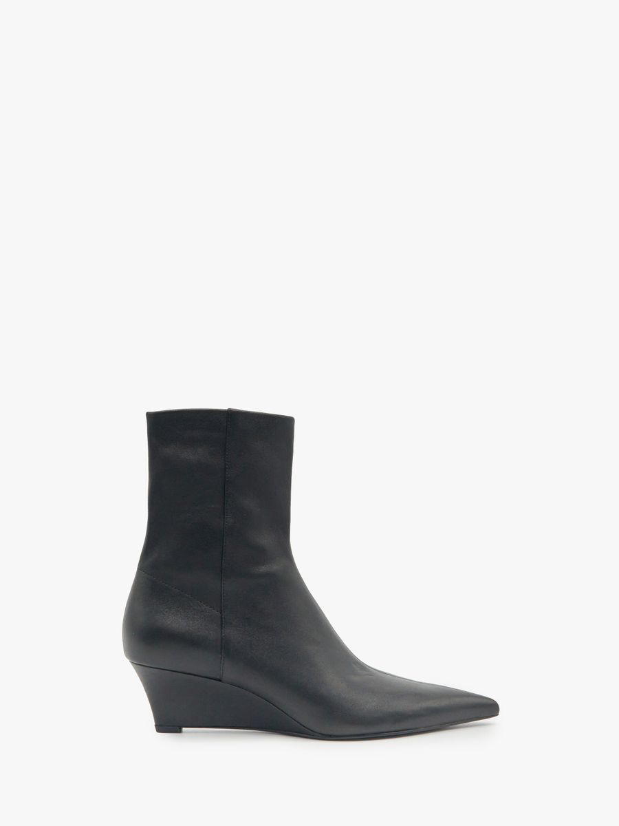 NATURAL LEATHER WEDGE BOOTS