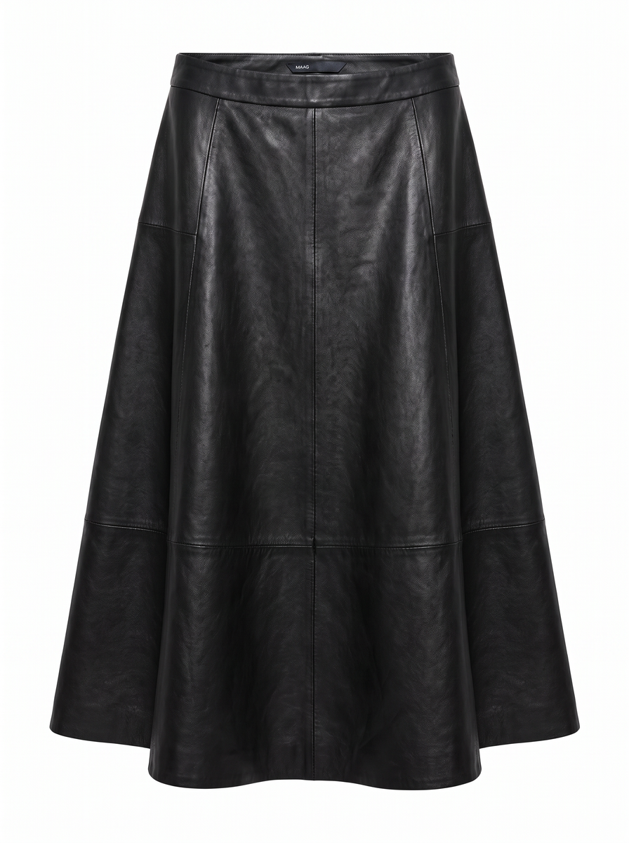LEATHER MIDI SKIRT