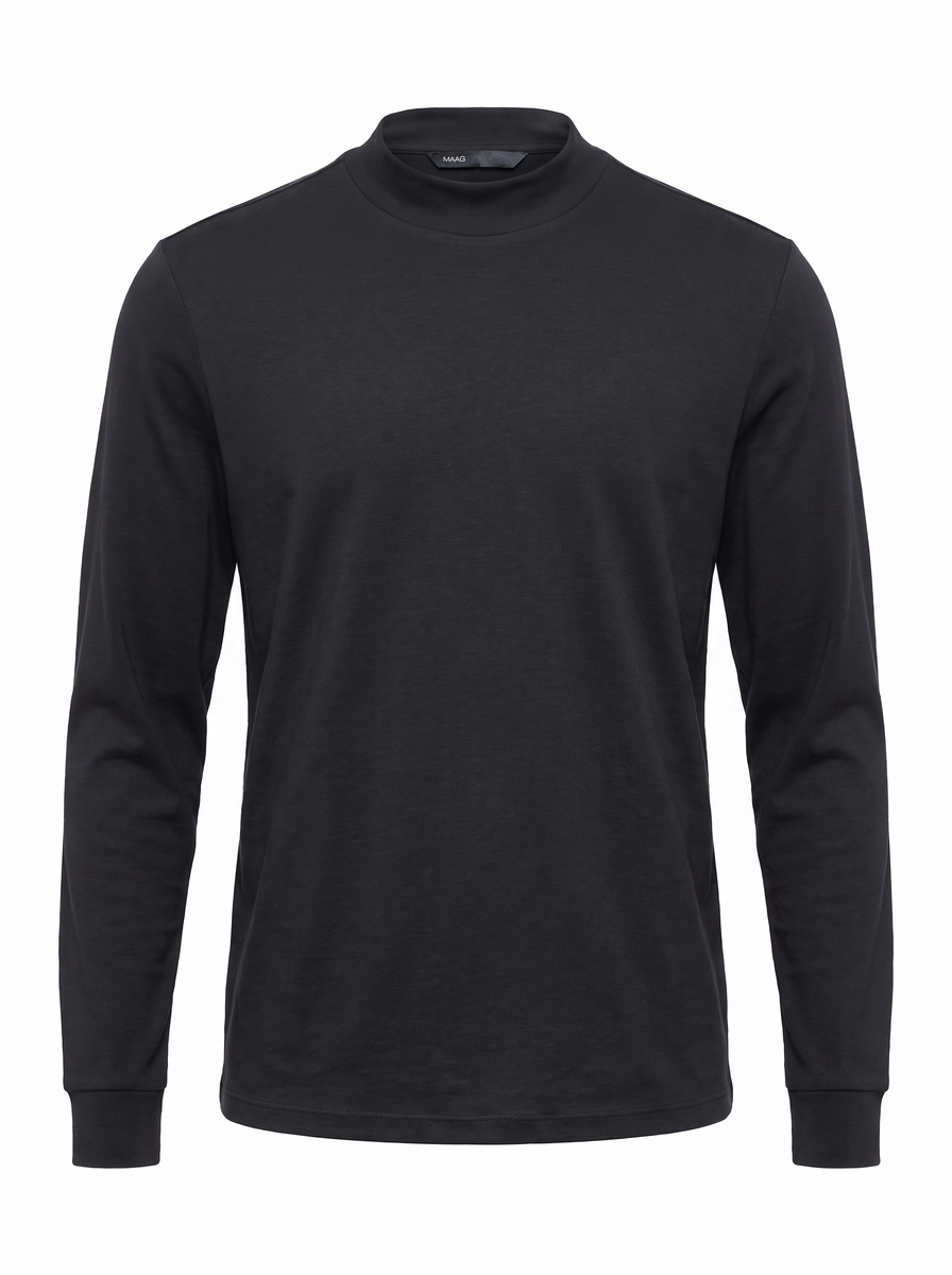 LYOCELL BLEND LONGSLEEVE WITH STAND COLLAR