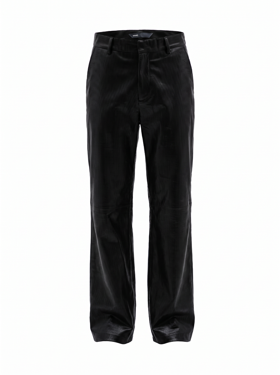 PLEATED LEATHER TROUSERS
