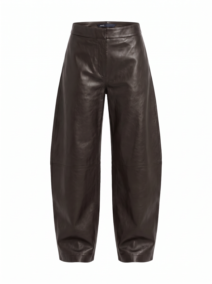 LEATHER BARREL TROUSERS