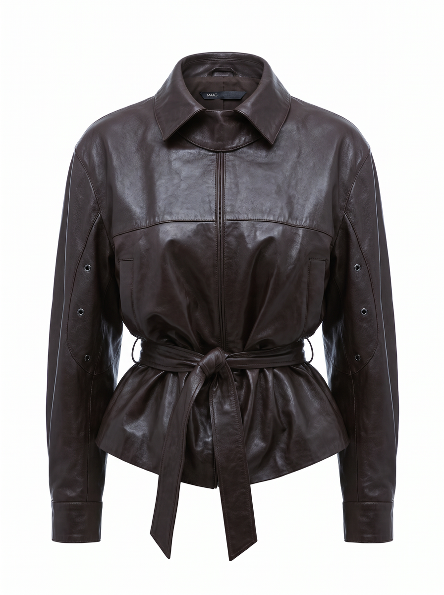BELTED LEATHER JACKET