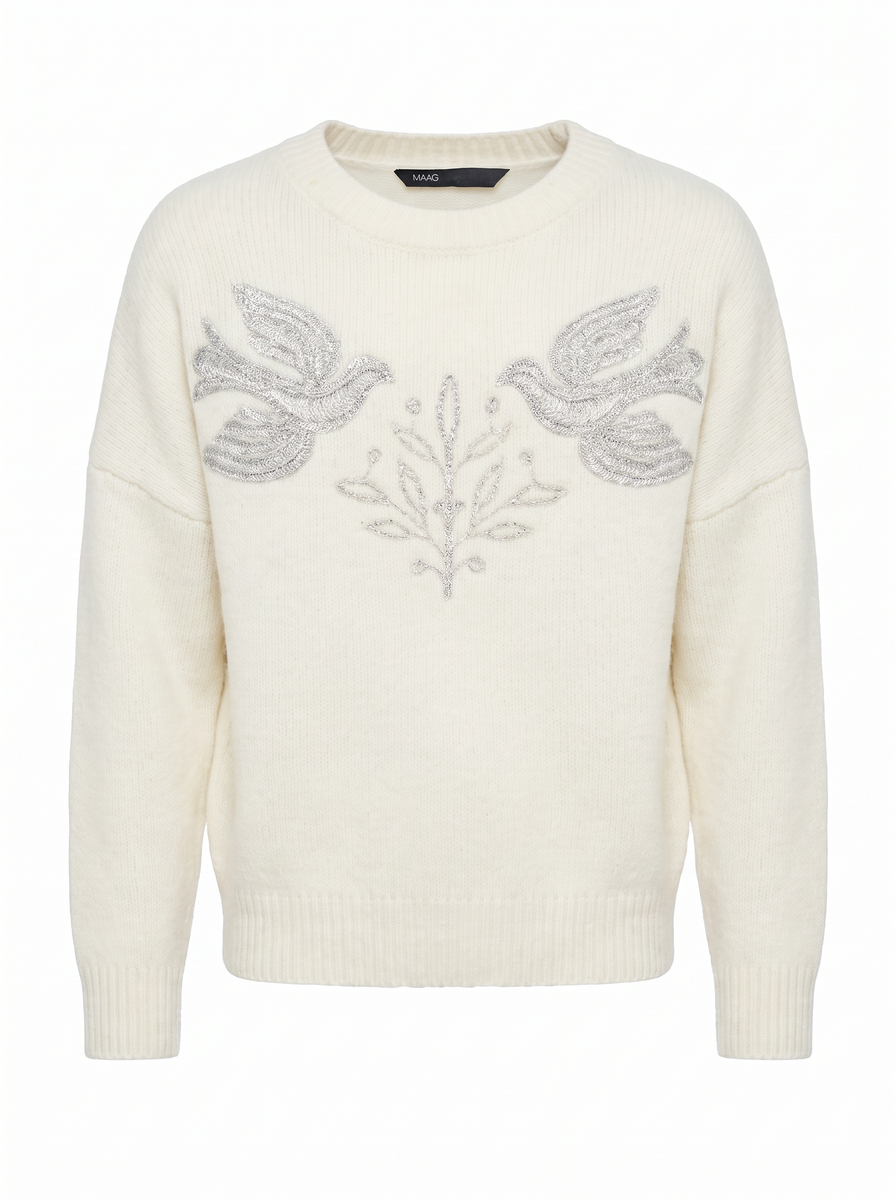 WOOL SWEATER WITH EMBROIDERY